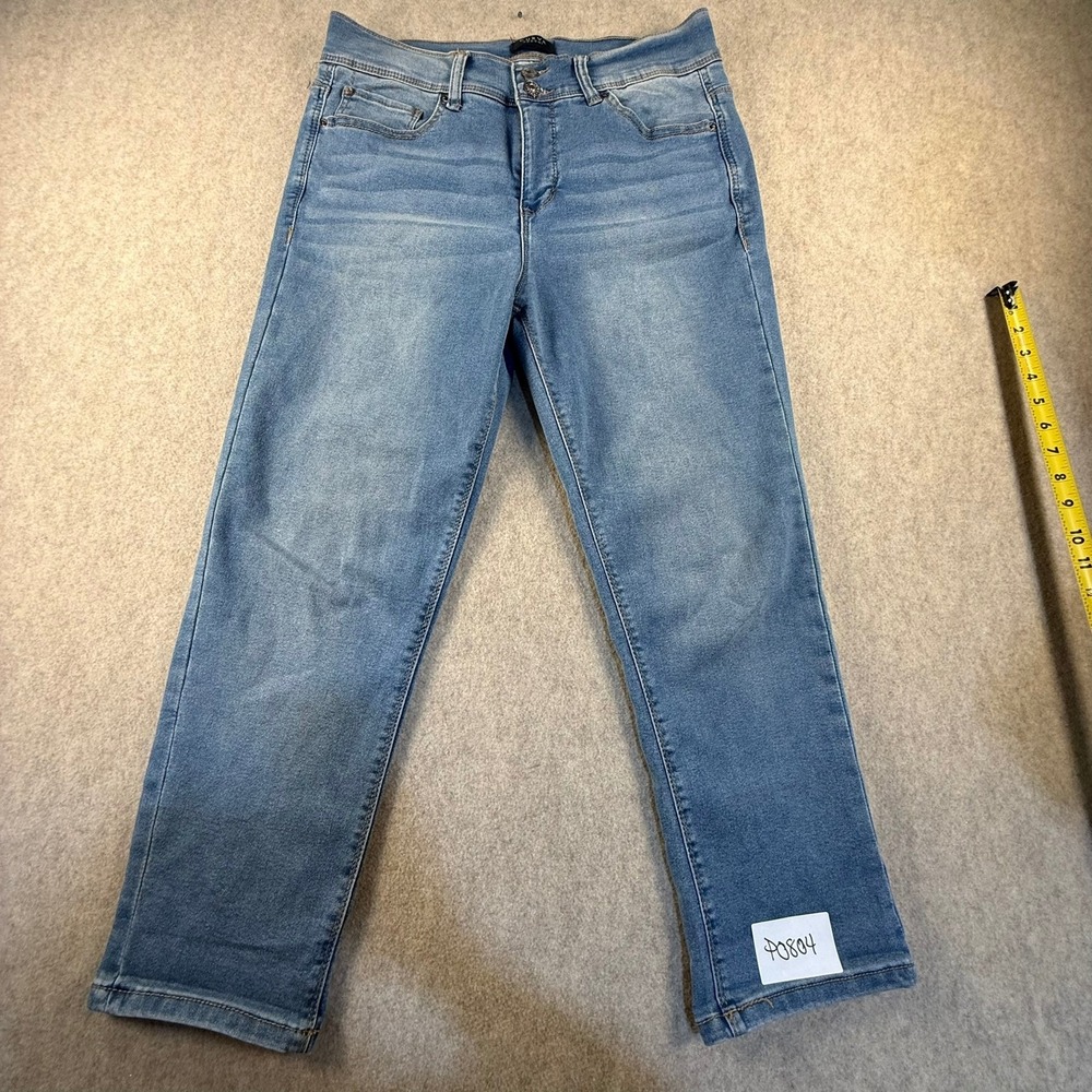 Curve Appeal Womens Straight Leg Jeans Blue Medium Wash Denim Size 10/30 Stretch